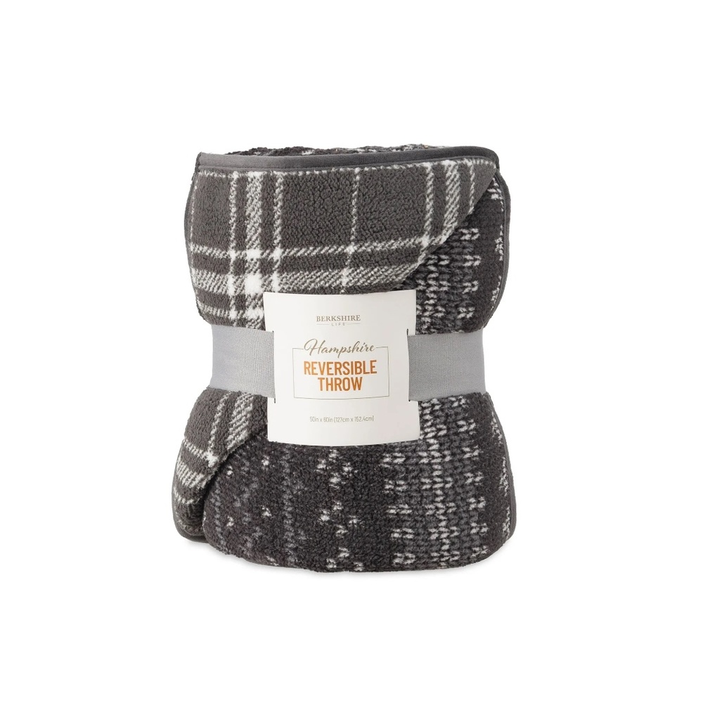 Berkshire Life Reversible Printed Hampshire Soft Throw Blanket, Glacier Fair Isl